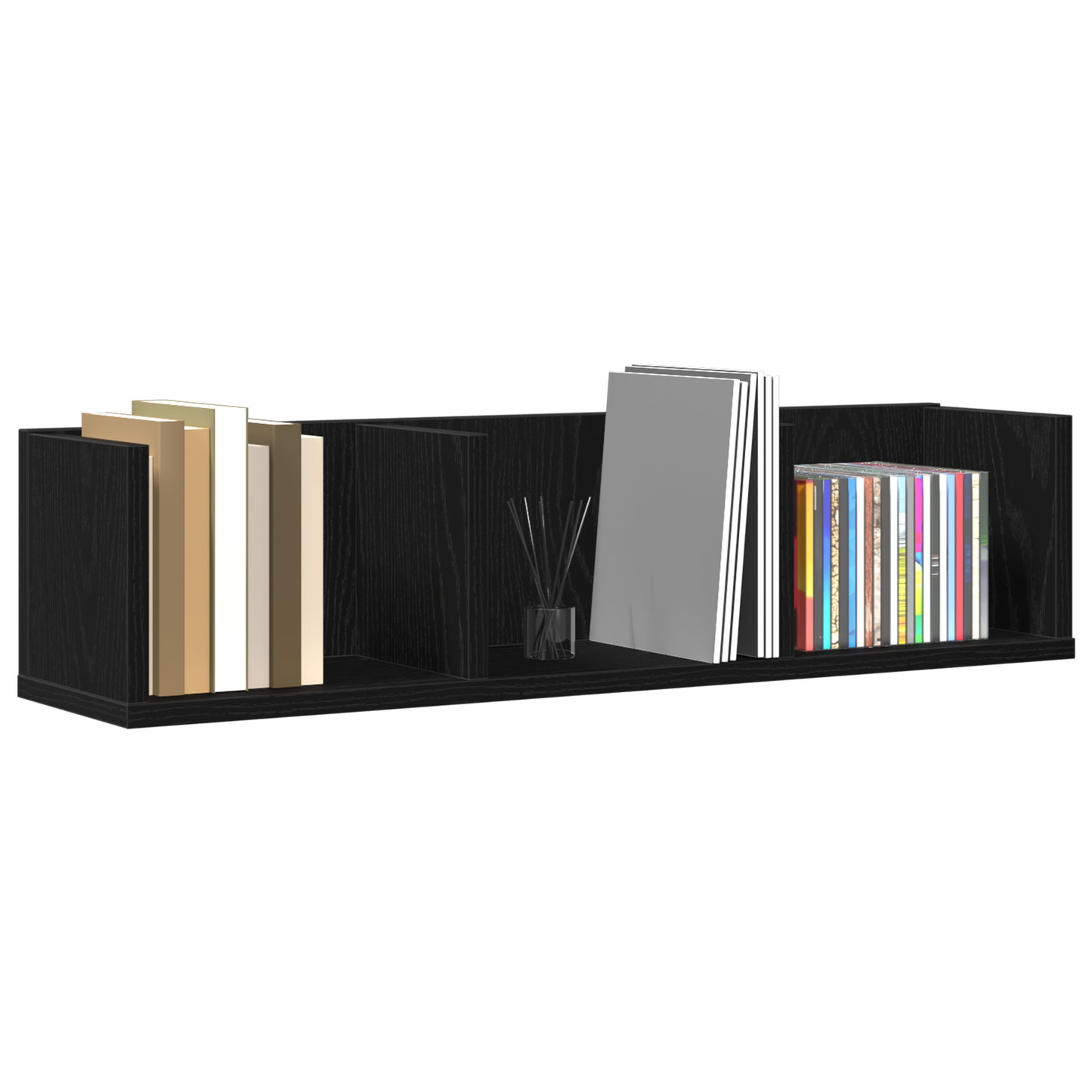Cd-Hylde I Sort Eg 75X18X18 Cm I Konstrueret Træ