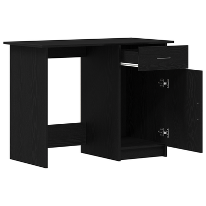 Skrivebord Sort Eg 100X50X76 Cm Støbt Træ
