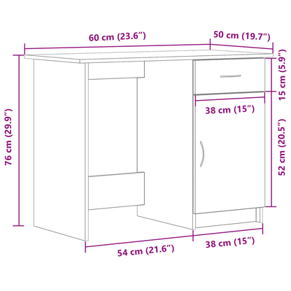 Skrivebord Sort Eg 100X50X76 Cm Støbt Træ
