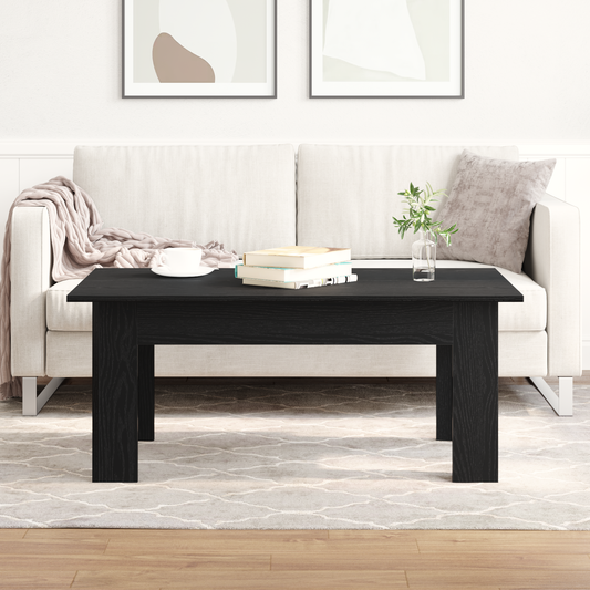 Sofabord I Sort Egetræ 100X60X42 Cm Lavet Af Konstrueret Træ