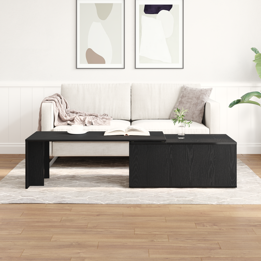 Kaffebord I Sort Egetræ 150X50X35 Cm - Fremstillet Af Træ