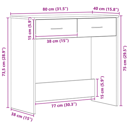 Skrivebord Sort Eg 80X40X75 Cm Lavet Af Træ