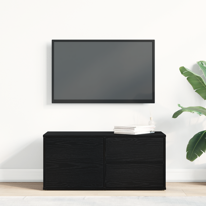 Tv-Bord Med Skuffe Sort 80 X 34 X 35.5 Cm Konstrueret Træ