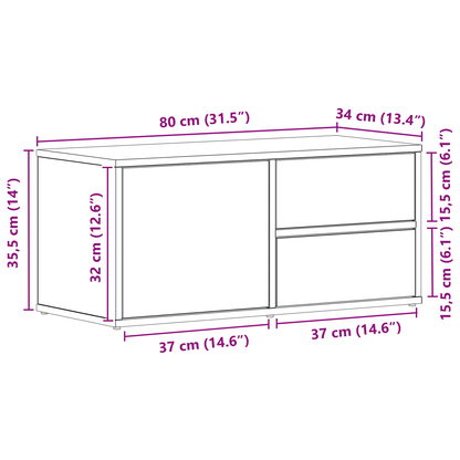 Tv-Bord Med Skuffe Sort 80 X 34 X 35.5 Cm Konstrueret Træ