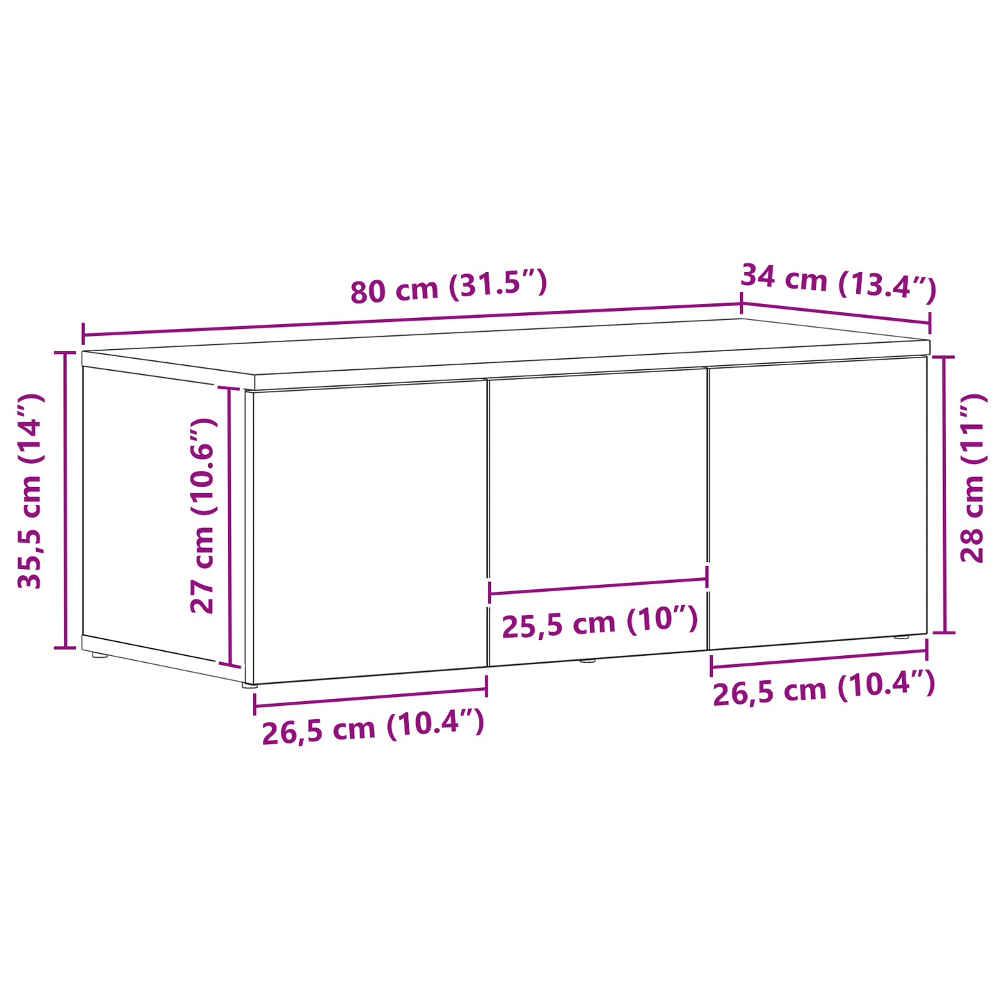 Tv-Bord Med Skuffe Sort 80 X 34 X 30 Cm Konstrueret Træ