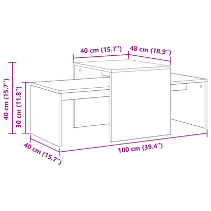 Sæt Af Borde Sort Eg 100X48X40 Cm Ingeniørtræ