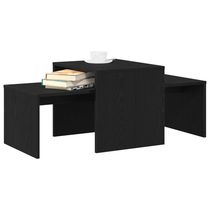 Sæt Af Borde Sort Eg 100X48X40 Cm Ingeniørtræ