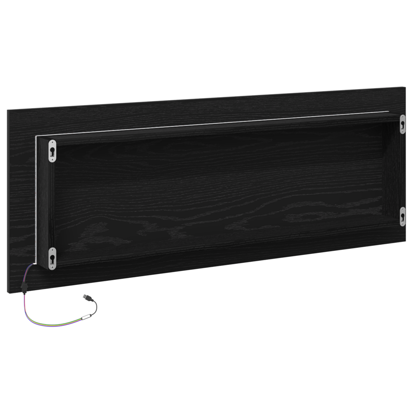 Led Badeværelsesspejl Sort Eg 100 X 8,5 X 37 Cm Konstrueret Træ