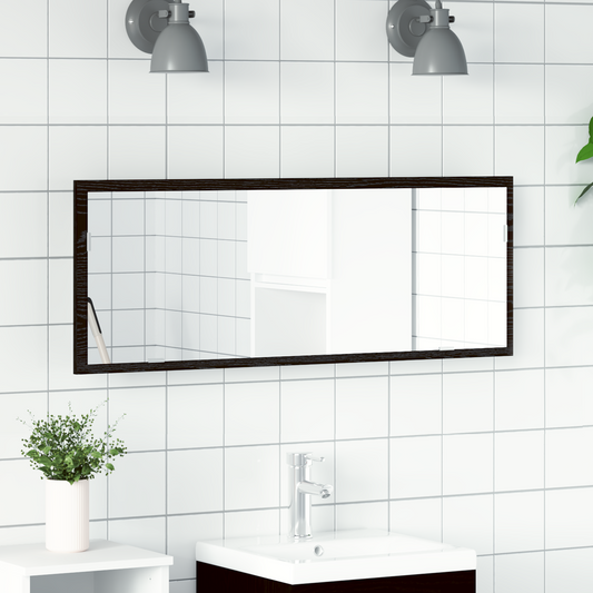 Led Badeværelsesspejl Sort Eg 100 X 8,5 X 37 Cm Konstrueret Træ