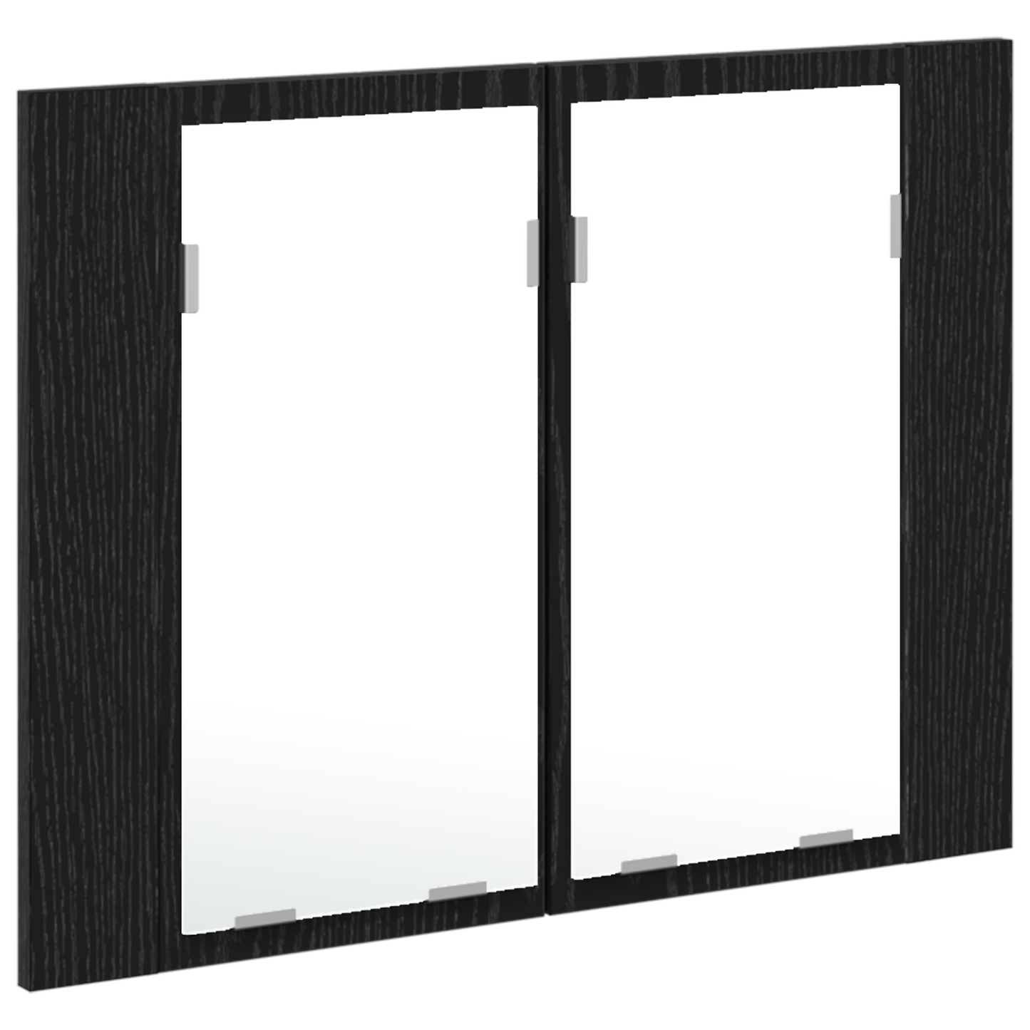 Badeværelsesskab Med Spejl Med Spejllys Sort Eg 60 X 12 X 45 Cm