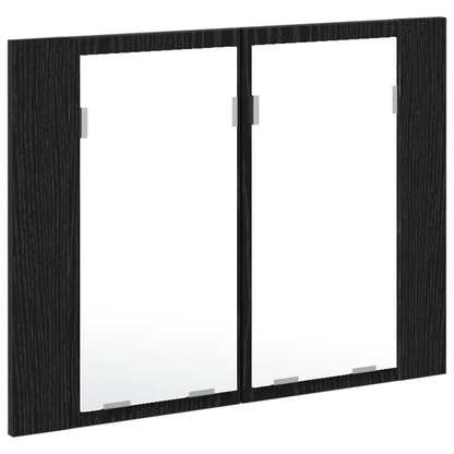 Badeværelsesskab Med Spejl Med Spejllys Sort Eg 60 X 12 X 45 Cm