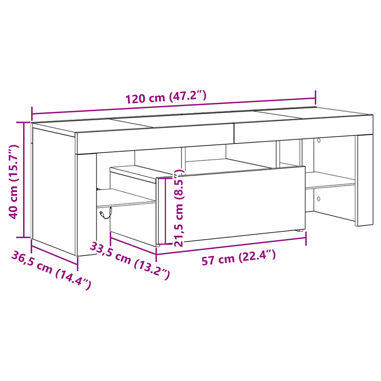Tv-Skab Sort 120 X 35 X 40 Cm Konstrueret Træ