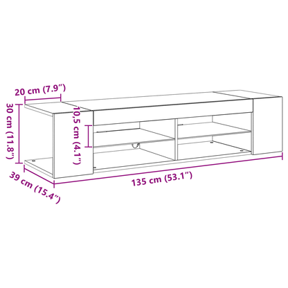 Tv-Skab Sort 135 X 39 X 30 Cm Konstrueret Træ