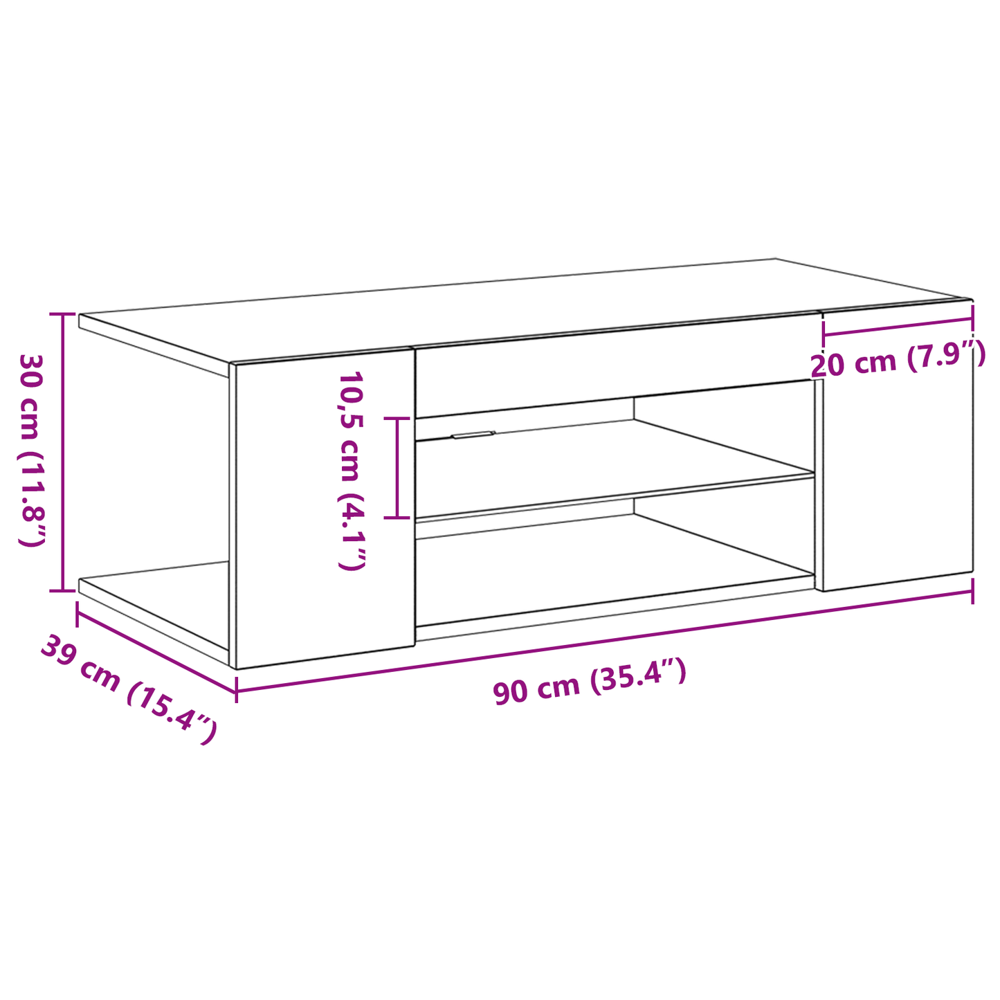 Tv-Skab Sort 90 X 39 X 30 Cm Konstrueret Træ