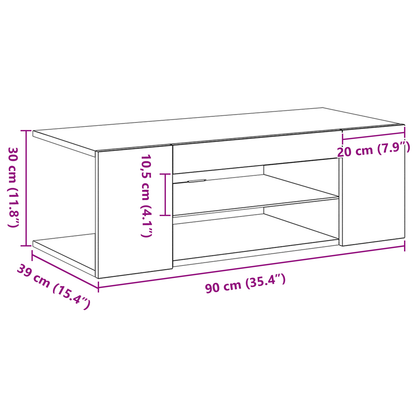 Tv-Skab Sort 90 X 39 X 30 Cm Konstrueret Træ