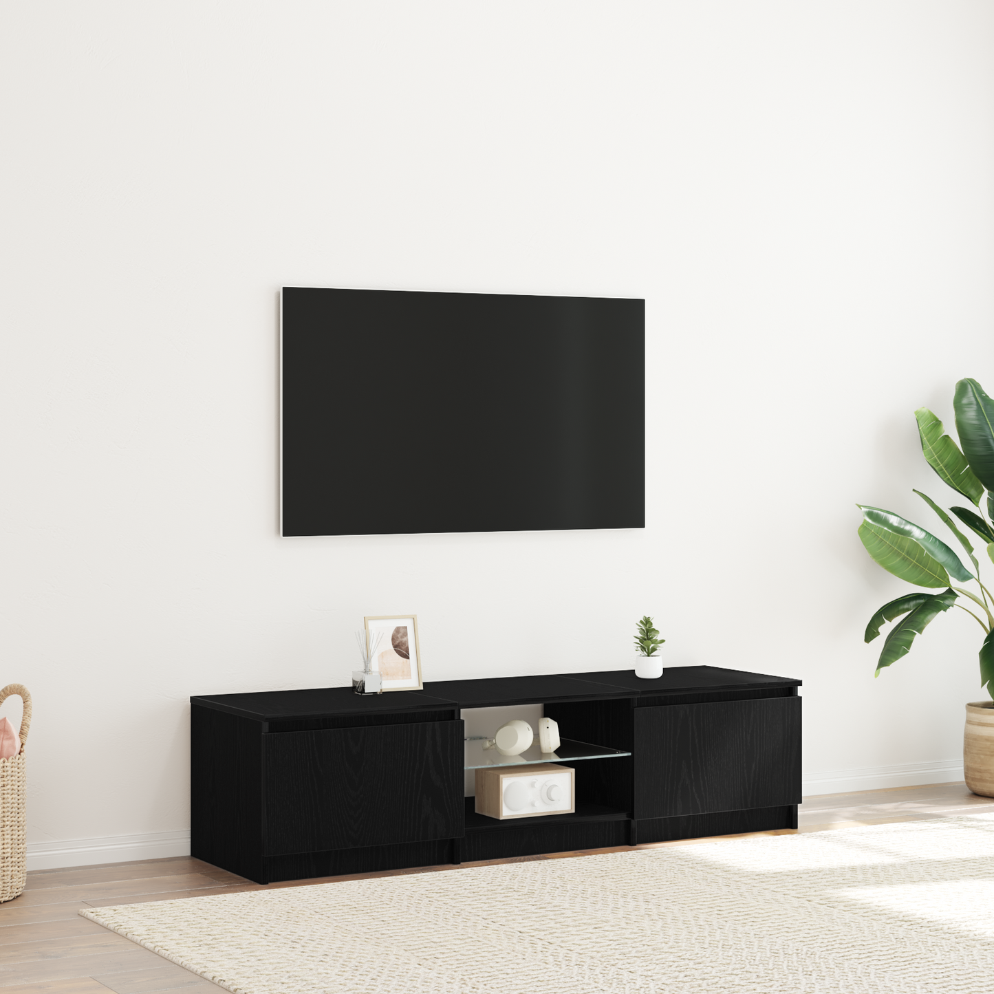 Tv-Skab Sort 140 X 38.5 X 36 Cm Konstrueret Træ