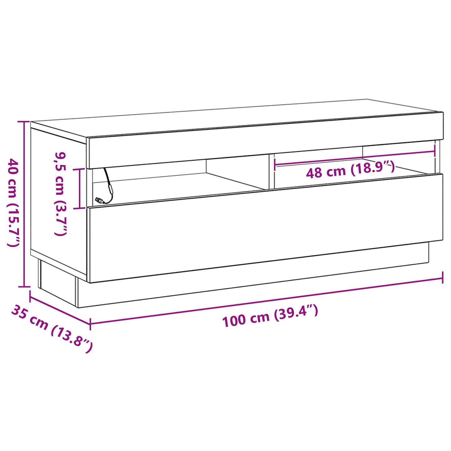 Tv-Skab Sort 100 X 35 X 40 Cm Konstrueret Træ