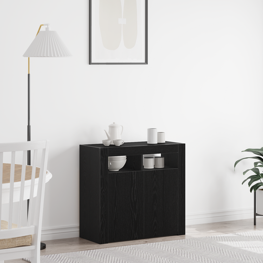 Sideboard Sort 80 X 35 X 75 Cm Konstrueret Træ