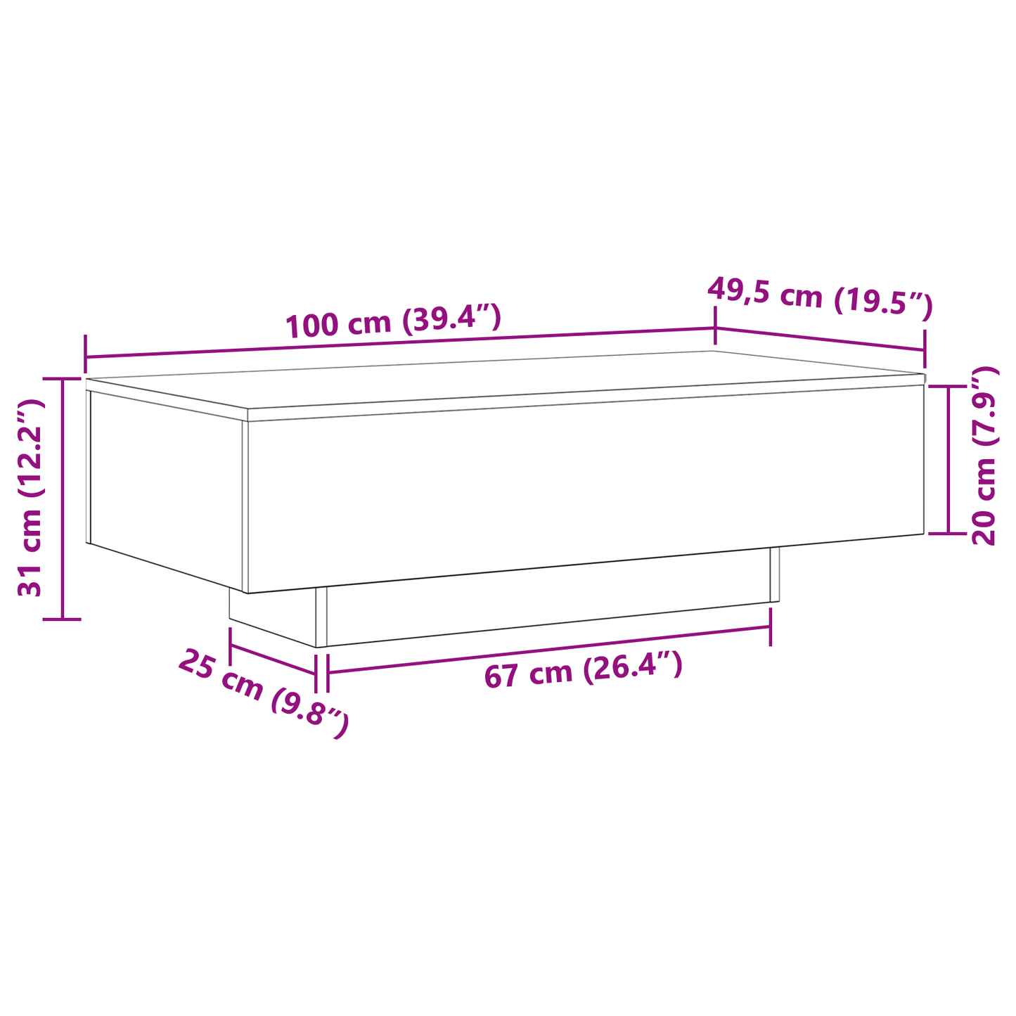 Sofabord Sort Eg 100X30X36,5 Cm Konstrueret Træ