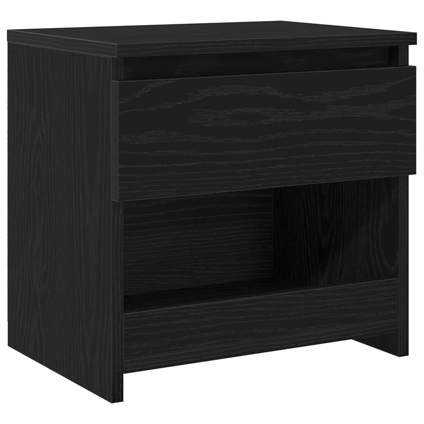 Sengebord I Sort Eg 40X30X39 Cm Lavet Af Konstrueret Træ