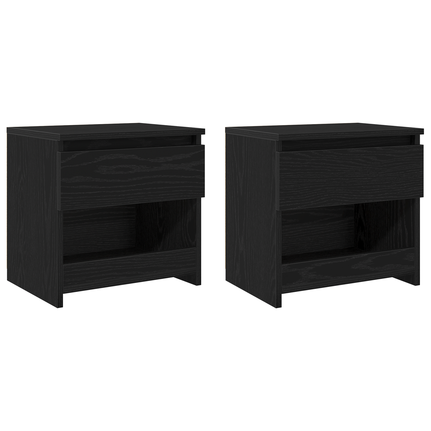 Sengeborde 2 Stk Sort Eg 40X30X39 Cm Lavet Af Træ