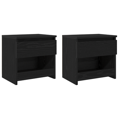 Sengeborde 2 Stk Sort Eg 40X30X39 Cm Lavet Af Træ