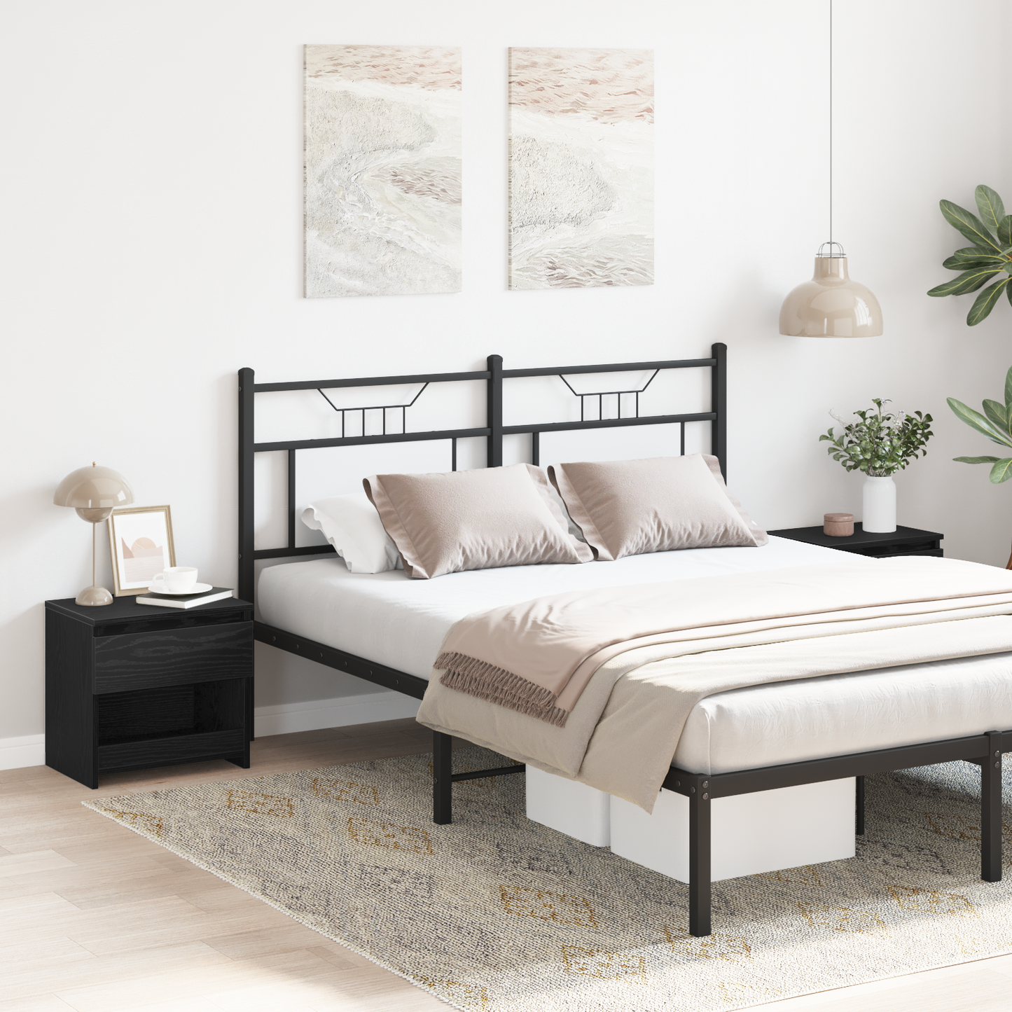Sengeborde 2 Stk Sort Eg 40X30X39 Cm Lavet Af Træ