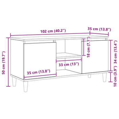 Tv-Skab Sort 102 X 35 X 50 Cm Konstrueret Træ