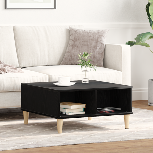 Kaffebord Sort Eg 60X60X30 Cm Ingeniørtræ