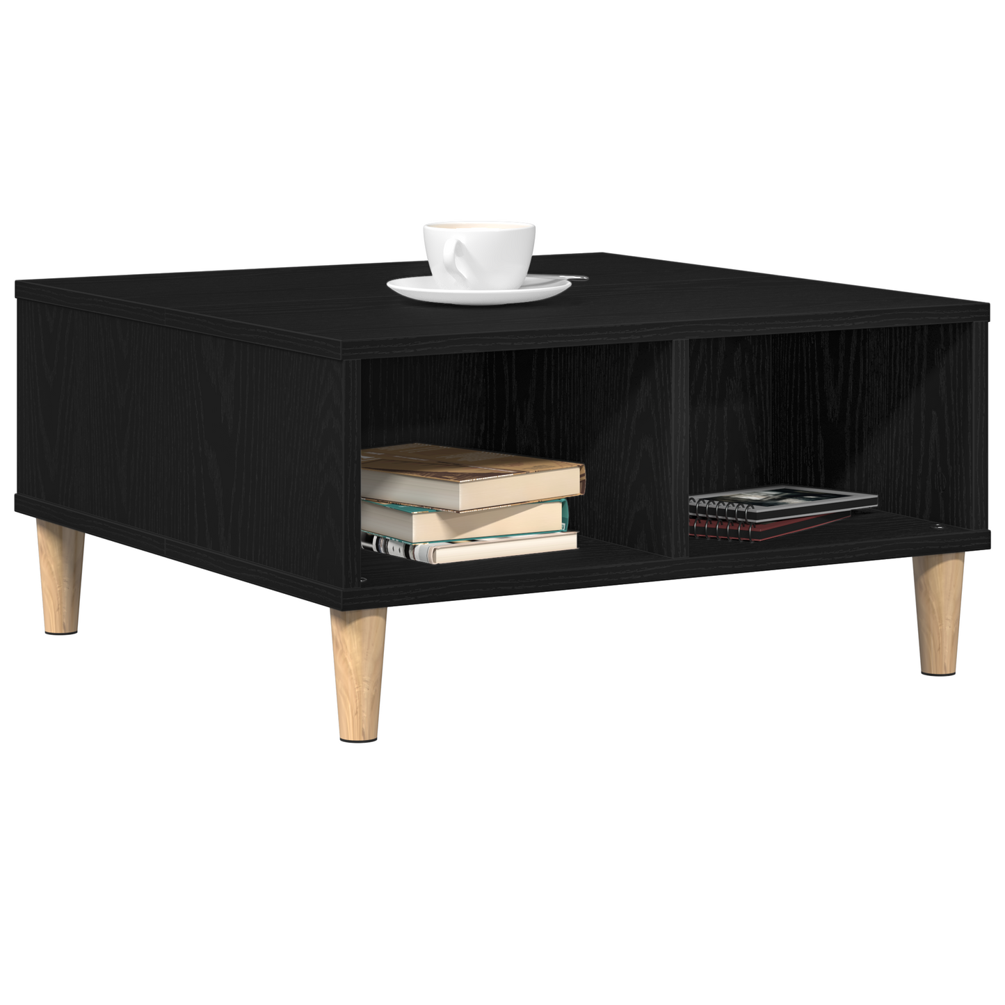 Kaffebord Sort Eg 60X60X30 Cm Ingeniørtræ