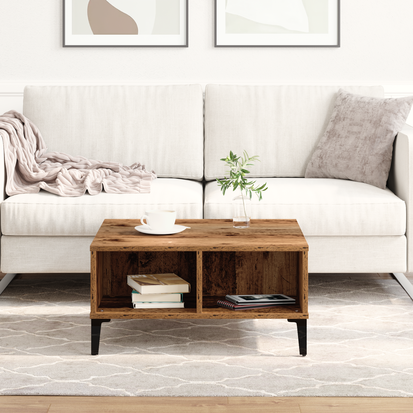 Kaffebord Gammelt Træ 60X60X30 Cm Ingeniørtræ