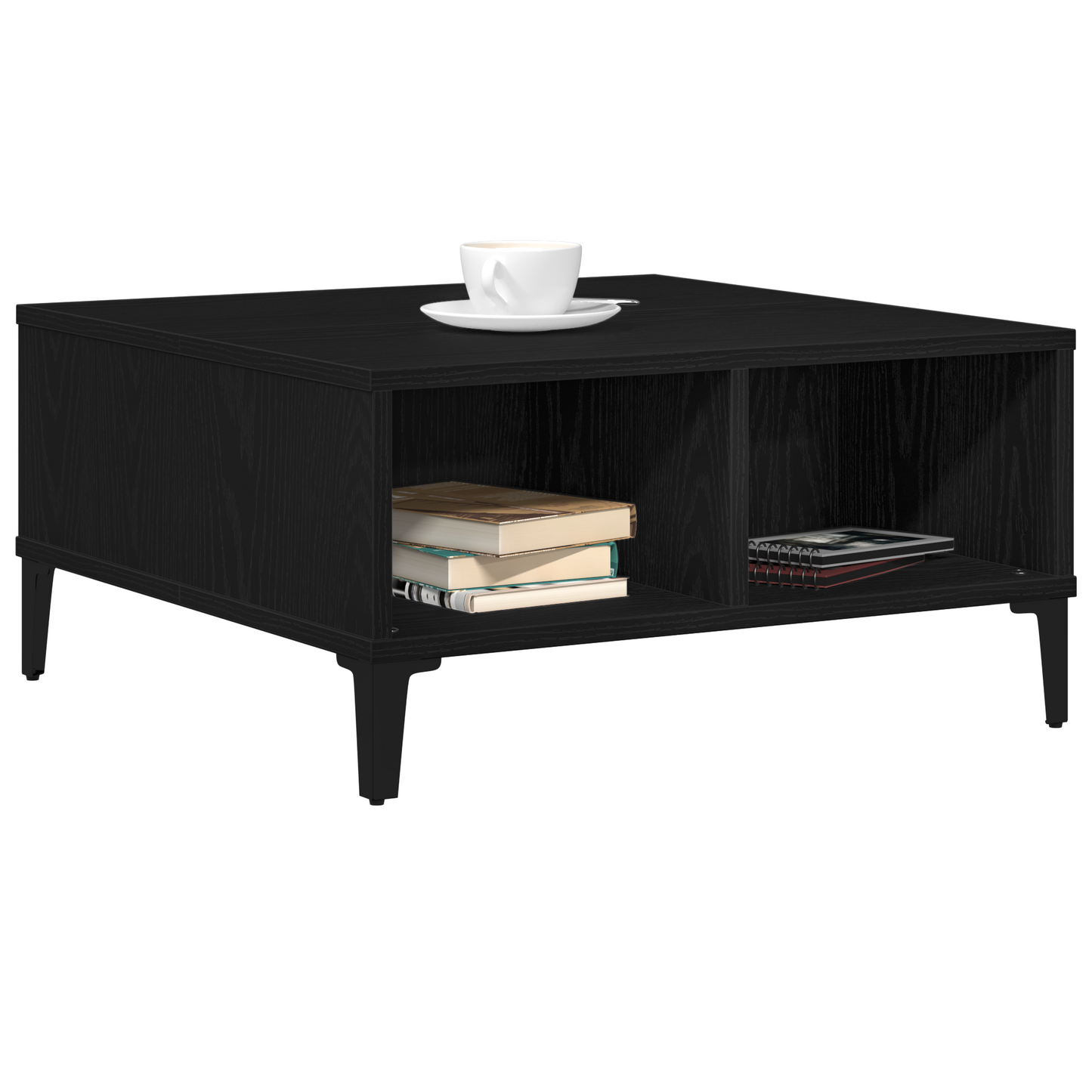 Kaffe Bord Sort Eg 60X60X30 Cm Konstrueret Træ