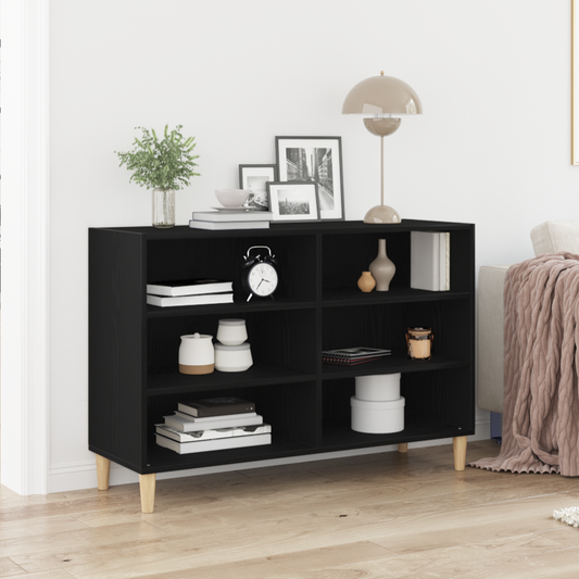 Sideboard Sort Egetræ Solidt Egetræ 103,5 X 35 X 70 Cm Sideboard