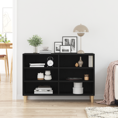 Sideboard Sort Egetræ Solidt Egetræ 103,5 X 35 X 70 Cm Sideboard