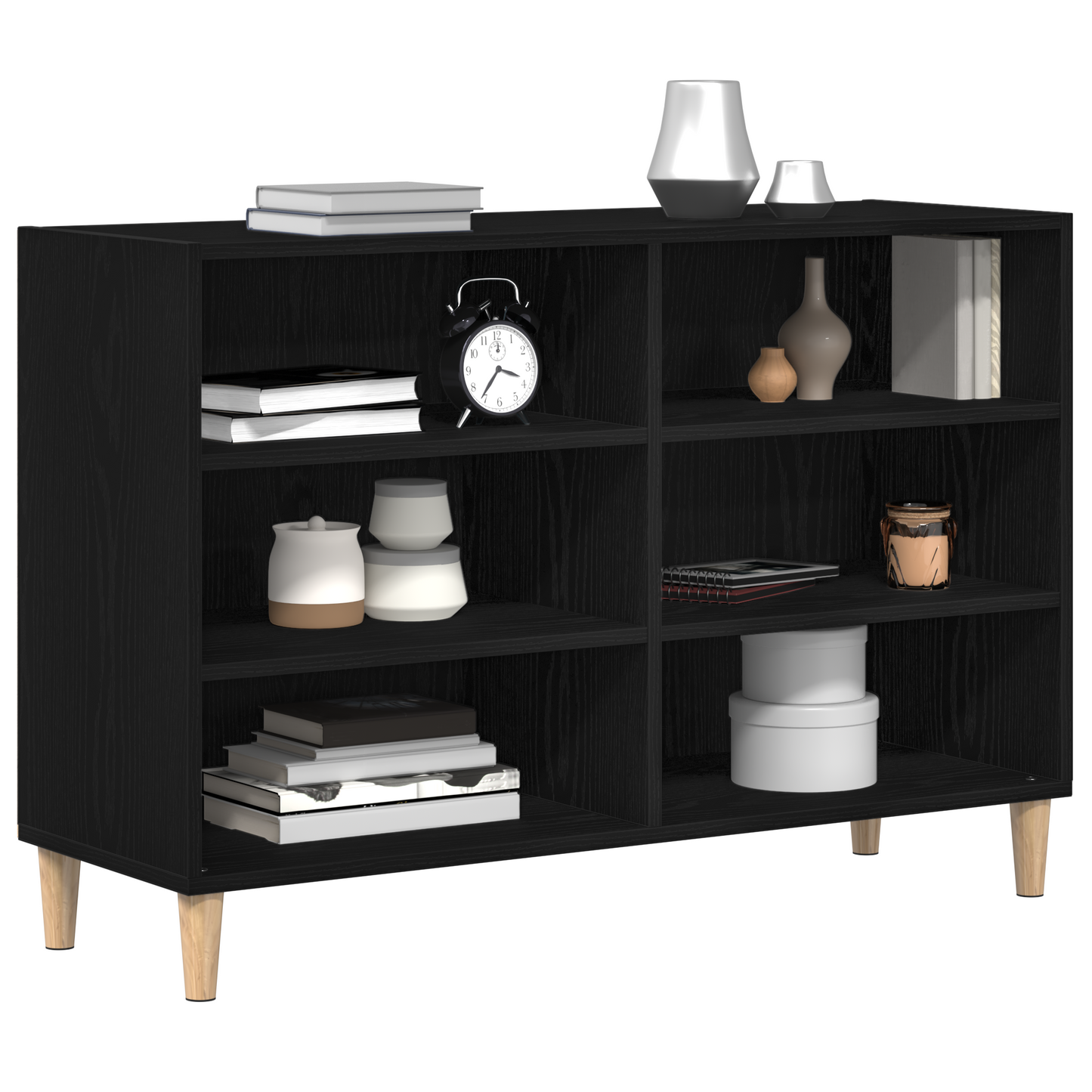 Sideboard Sort Egetræ Solidt Egetræ 103,5 X 35 X 70 Cm Sideboard