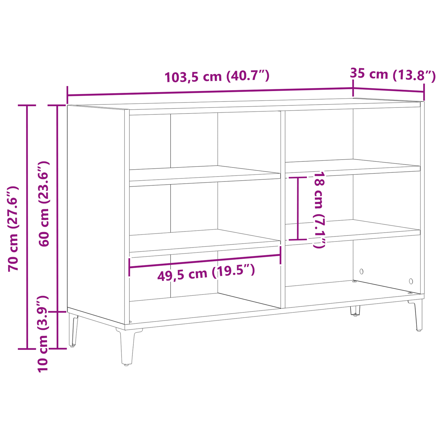 Skænk Sort Eg 103,5X35X70 Cm Lavet Af Træ