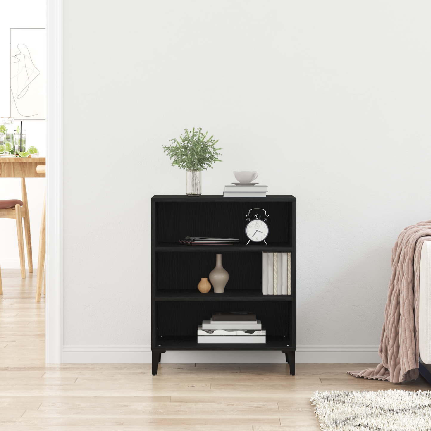 Skænk Sort Eg 57X35X70 Cm Tekstureret Træ