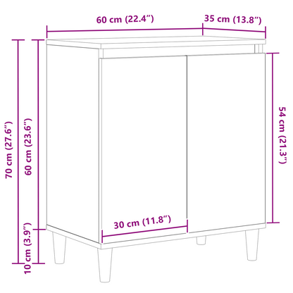 Sideboard Sort 60 X 35 X 70 Cm Konstrueret Træ