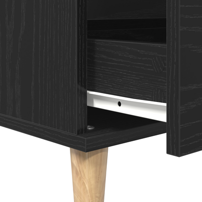 Skænk Med Skuffe Sort Eg 60 X 35 X 70 Cm Konstrueret Træ