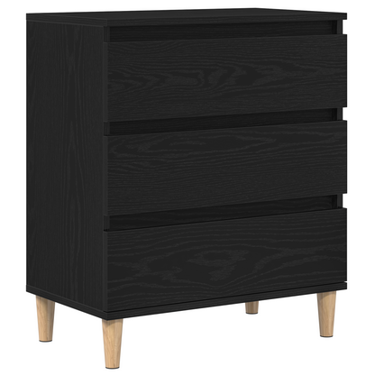 Skænk Med Skuffe Sort Eg 60 X 35 X 70 Cm Konstrueret Træ