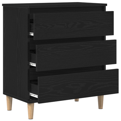 Skænk Med Skuffe Sort Eg 60 X 35 X 70 Cm Konstrueret Træ