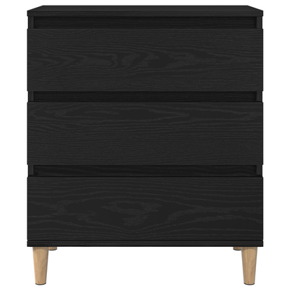 Skænk Med Skuffe Sort Eg 60 X 35 X 70 Cm Konstrueret Træ