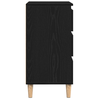 Skænk Med Skuffe Sort Eg 60 X 35 X 70 Cm Konstrueret Træ