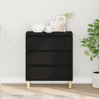 Skænk Med Skuffe Sort Eg 60 X 35 X 70 Cm Konstrueret Træ