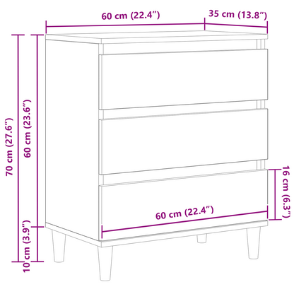 Skænk Med Skuffe Sort Eg 60 X 35 X 70 Cm Konstrueret Træ