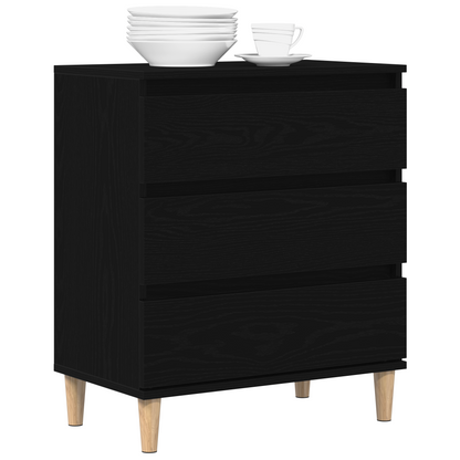 Skænk Med Skuffe Sort Eg 60 X 35 X 70 Cm Konstrueret Træ