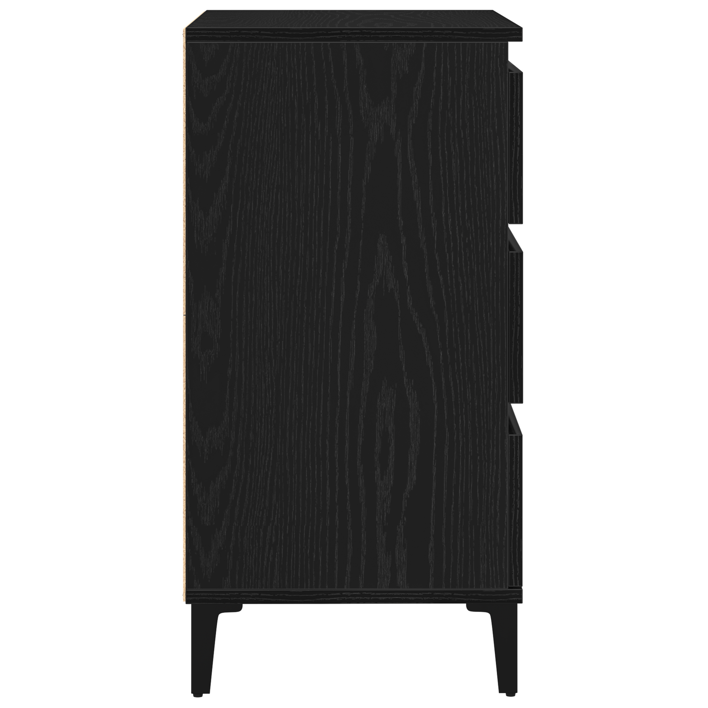 Sideboard Med Skuffe Sort Eg 60 X 35 X 70 Cm Konstrueret Træ