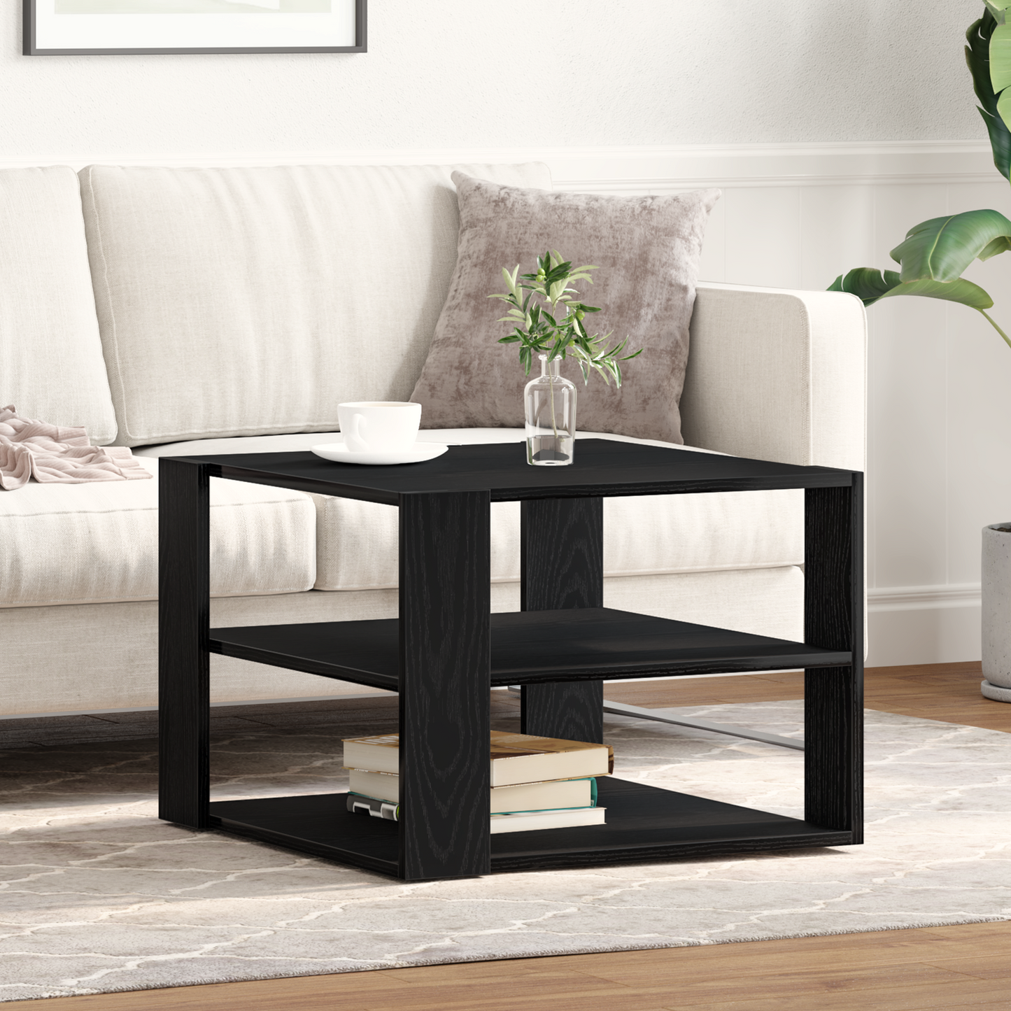 Sofabord Sort Eg 59,5X59,5X40 Cm Konstrueret Træ