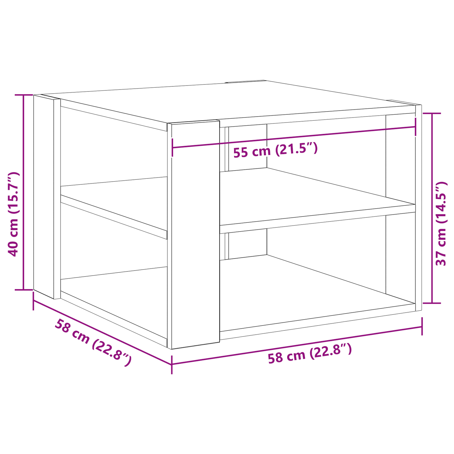 Sofabord Sort Eg 59,5X59,5X40 Cm Konstrueret Træ