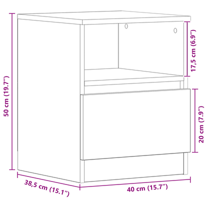 Sengebord I Sort Eg 40X40X50 Cm I Konstrueret Træ